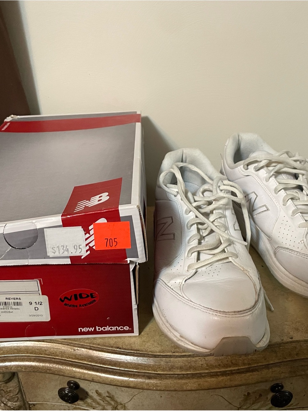 New Balance Women's White Leather Lace-Up Sneakers